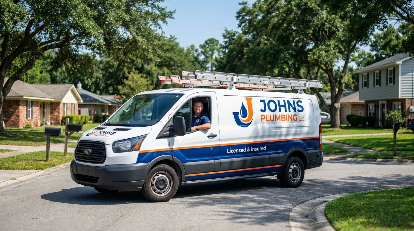 Johns Plumbing LLC service van in Belle Vernon, PA