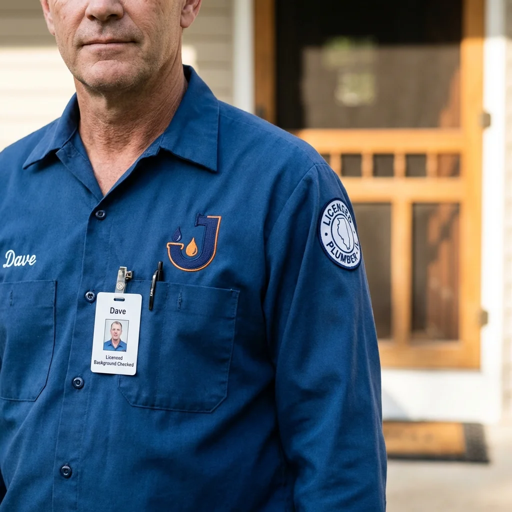 Licensed plumber showing ID badge in Belle Vernon, PA