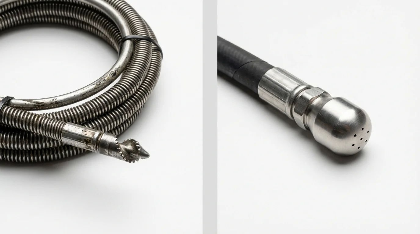 Drain snake cable and hydro jetting nozzle used for drain cleaning in Belle Vernon, PA