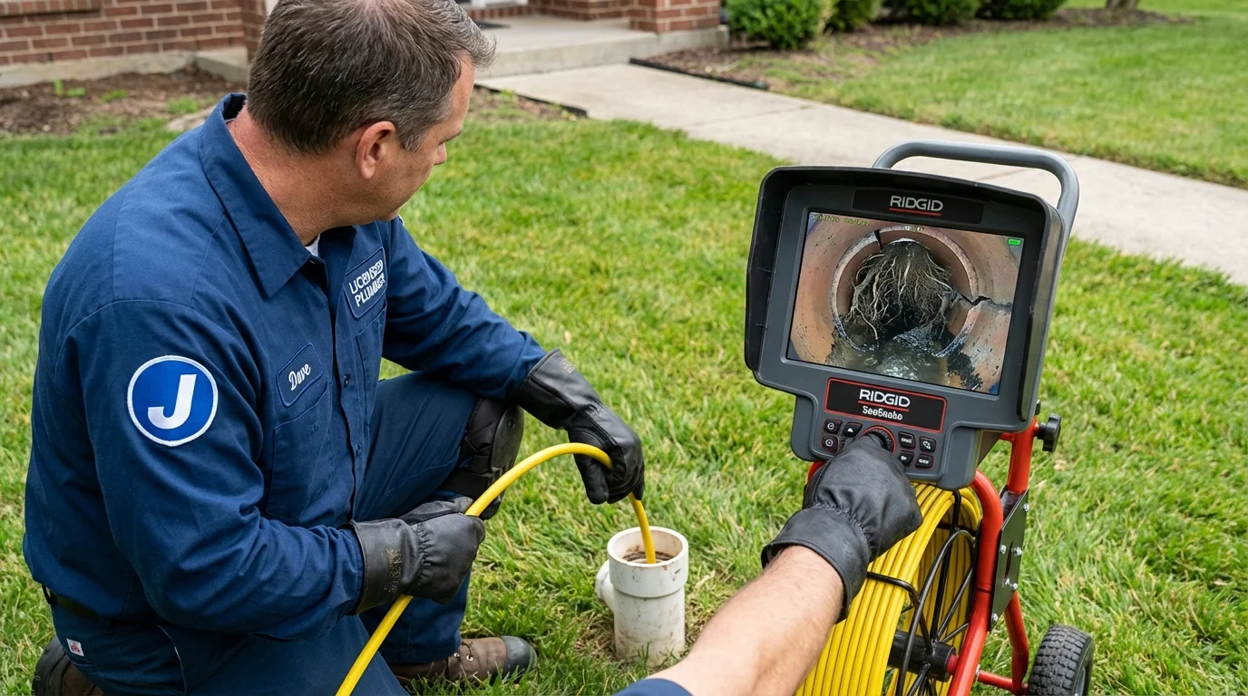 Sewer camera inspection being performed by Johns Plumbing LLC in Belle Vernon
