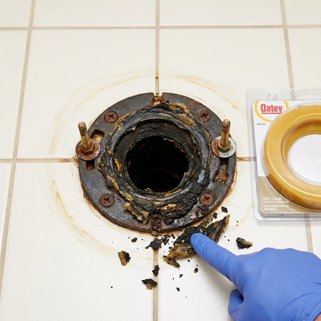 Failed wax ring showing water seepage at the base of a toilet in a Belle Vernon, PA home